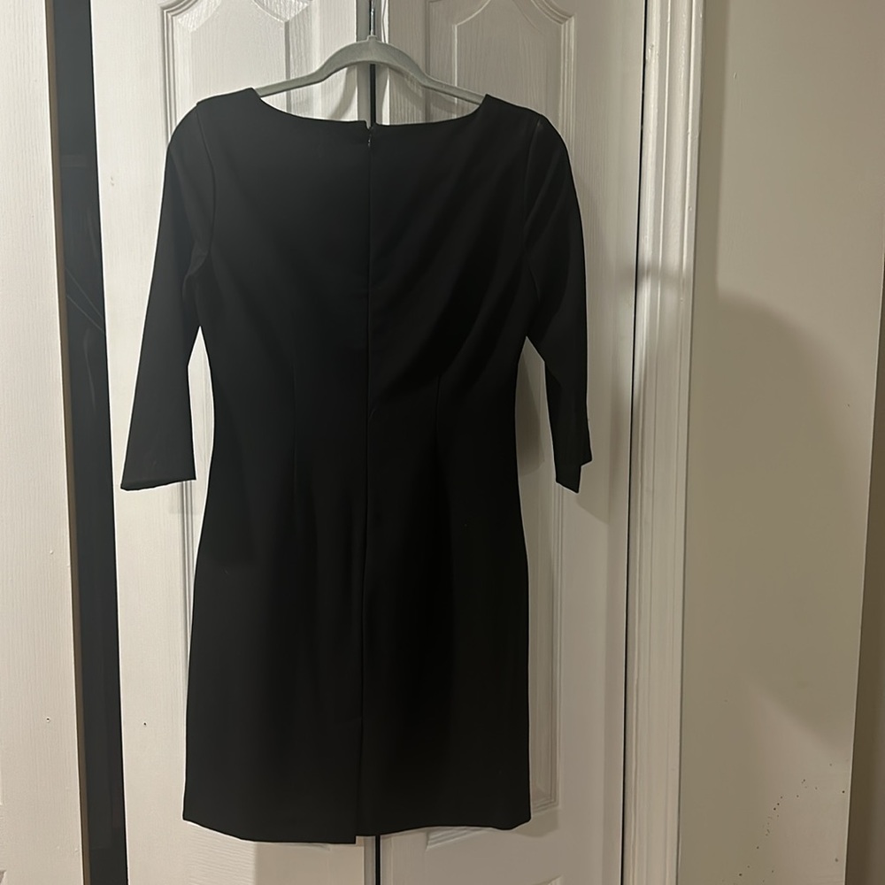 Calvin Klein Black Sheath Dress | Tailored Draped Waist | Minimalist Power Chic - Picture 8 of 8